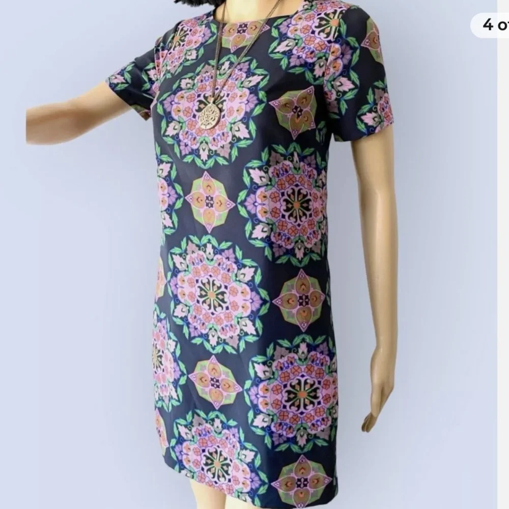 J Crew Navy Purple Floral print Dress Size 6